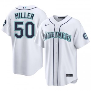 SEA Mariners Bryce Miller #50 White Men Premium Jersey | MLB Collectible Baseball Uniform xL0M3569