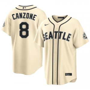 Dominic Canzone #8 Cream Baseball 2026 Jersey | Men Mariners Premium MLB Uniform 78v45b28