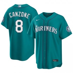 #8 Dominic Canzone Teal On-Field Style Baseball Jersey | Men Authentic SEA MLB Apparel mq08D759