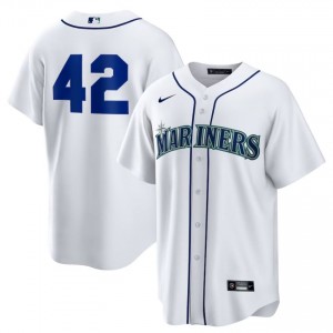Men Jackie Robinson Day #42 Seattle Mariners White Elite Baseball Jersey| Embroidery Authentic 4d5eN244