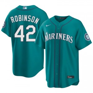 #42 Jackie Robinson Teal On-Field Style Baseball Jersey | Men Authentic SEA MLB Apparel 2TB81Y29