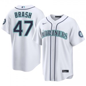 Men Matt Brash #47 Seattle Mariners White Elite Baseball Jersey| Stitched Authentic r62HBH28