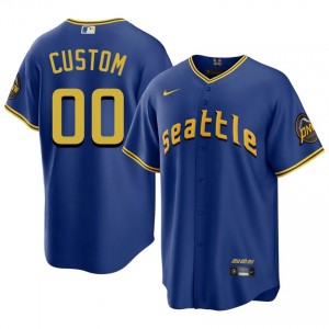 #00 Custom Royal On-Field Style Baseball City Connect Jersey | Men Authentic SEA MLB Apparel oD07Hk31