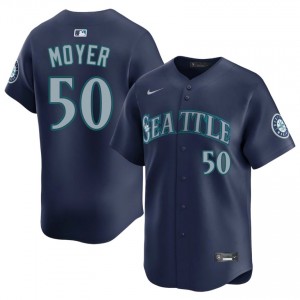 #50 Jamie Moyer Navy On-Field Style Baseball Jersey | Men Authentic SEA MLB Apparel W25yHb50