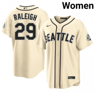 Women Cal Raleigh #29 Seattle Mariners 2026 Cream Elite Baseball Jersey| Stitched Authentic 56275234