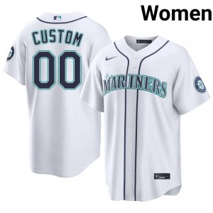 Custom #00 White Baseball Jersey | Women Mariners Premium MLB Uniform d587lk94
