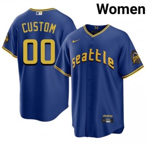 #00 Custom Royal On-Field Style Baseball City Connect Jersey | Women Authentic SEA MLB Apparel 23m25T86