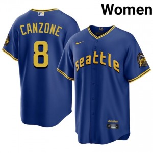 Women Dominic Canzone #8 Seattle Mariners City Connect Royal Elite Baseball Jersey| Embroidery Authentic 5Ur77388
