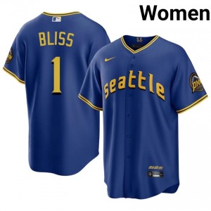 SEA Mariners Ryan Bliss #1 Royal Women City Connect Premium Jersey | MLB Collectible Baseball Uniform qr0A3c24