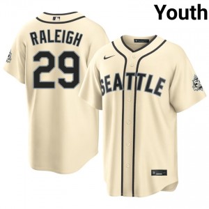 Cal Raleigh #29 Cream Baseball 2026 Jersey | Youth Mariners Premium MLB Uniform kM01wx25