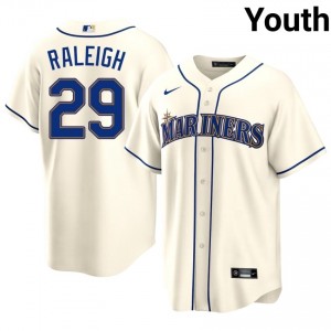 #29 Cal Raleigh Cream On-Field Style Baseball Jersey | Youth Authentic SEA MLB Apparel Na1dn822