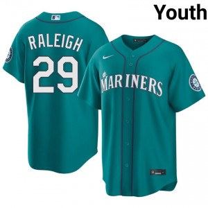 Youth Cal Raleigh #29 Seattle Mariners Teal Elite Baseball Jersey| Stitch Authentic UT666492