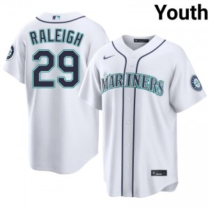 Cal Raleigh #29 White Baseball Jersey | Youth Mariners Premium MLB Uniform 7v68mD27