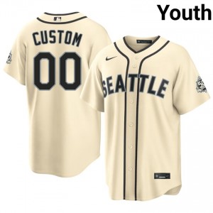 Custom #00 Cream Baseball 2026 Jersey | Youth Mariners Premium MLB Uniform 8a41c285