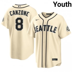 SEA Mariners Dominic Canzone #8 Cream Youth 2026 Premium Jersey | MLB Collectible Baseball Uniform 0ur2Mh69