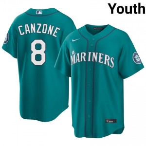 #8 Dominic Canzone Teal On-Field Style Baseball Jersey | Youth Authentic SEA MLB Apparel 464kBK56
