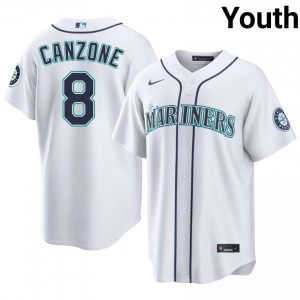 SEA Mariners Dominic Canzone #8 White Youth Premium Jersey | MLB Collectible Baseball Uniform tK75h712