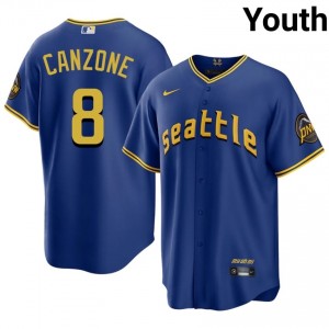 Youth Dominic Canzone #8 Seattle Mariners City Connect Royal Elite Baseball Jersey| Stitched Authentic 0B688r21