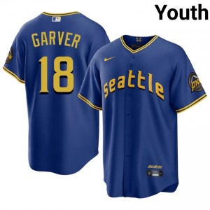 Mitch Garver #18 Royal Baseball City Connect Jersey | Youth Mariners Premium MLB Uniform 0886a021