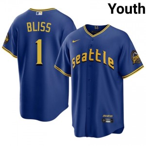 SEA Mariners Ryan Bliss #1 Royal Youth City Connect Premium Jersey | MLB Collectible Baseball Uniform S17XT065